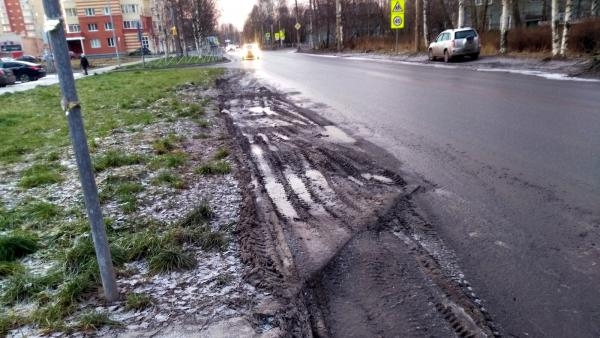 Разворот по беспределу: автобусы уничтожили газон у ТРЦ «РИО» в Архангельске